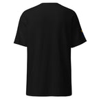 Black | Back view of the men’s Shalom Y’all T-shirt featuring Messianic Merch sleeve logo and a blank back.