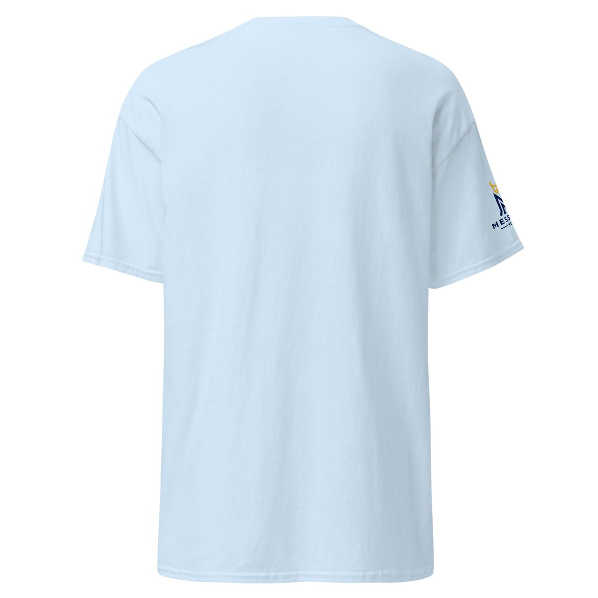 Light Blue | Back of Refuge Sukkot shirt displaying blank back