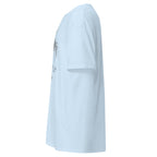 Light Blue | Left view of Refuge Sukkot shirt showing left sleeve