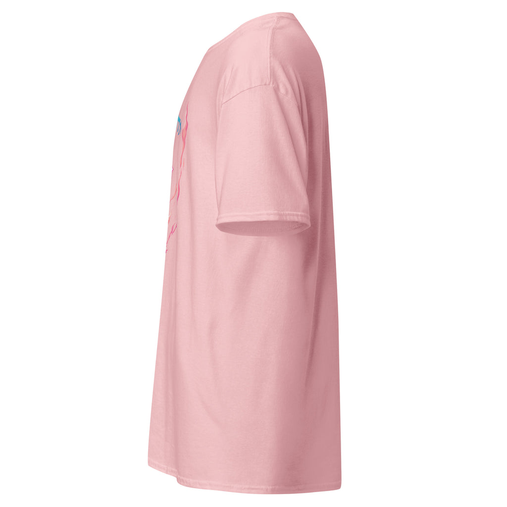 Light Pink | Left side profile of the Ruach women's faith T-shirt highlighting the short sleeve and shirt structure.