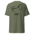 Military Green | Back view of the Yeshua Chainbreaker faith T-shirt graphic of hands breaking chains above ישוע, the Hebrew name Yeshua.