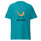 Tropical Blue | Have a Blast Rosh Hashanah Shofar Shirt featuring shirt design with Shana Tova in Hebrew and Have a Blast text