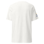 White | Back view of the King's Daughter women's faith T-shirt featuring Messianic Merch sleeve logo and a blank back.