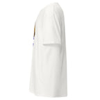 White | Left view of Baruch Haba Messianic Rosh Hashanah Crown T-Shirt showing left sleeve