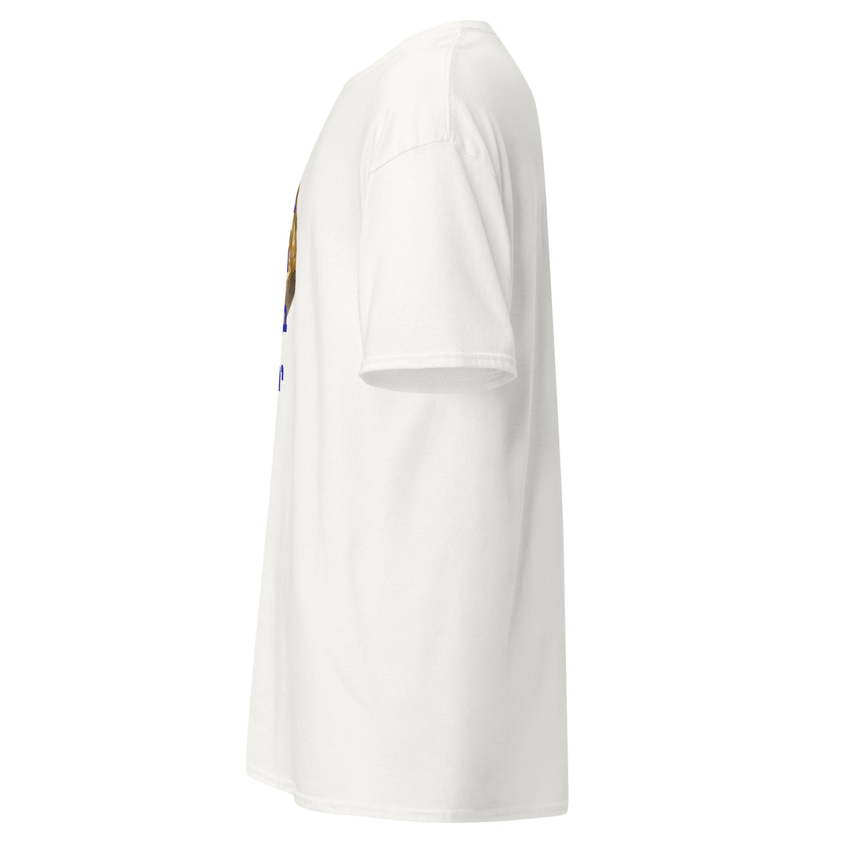 White | Left view of Baruch Haba Messianic Rosh Hashanah Crown T-Shirt showing left sleeve
