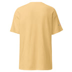 Yellow Haze | Back of Women’s Rejoice Sukkot Shirt Leviticus 23:40 displaying blank back