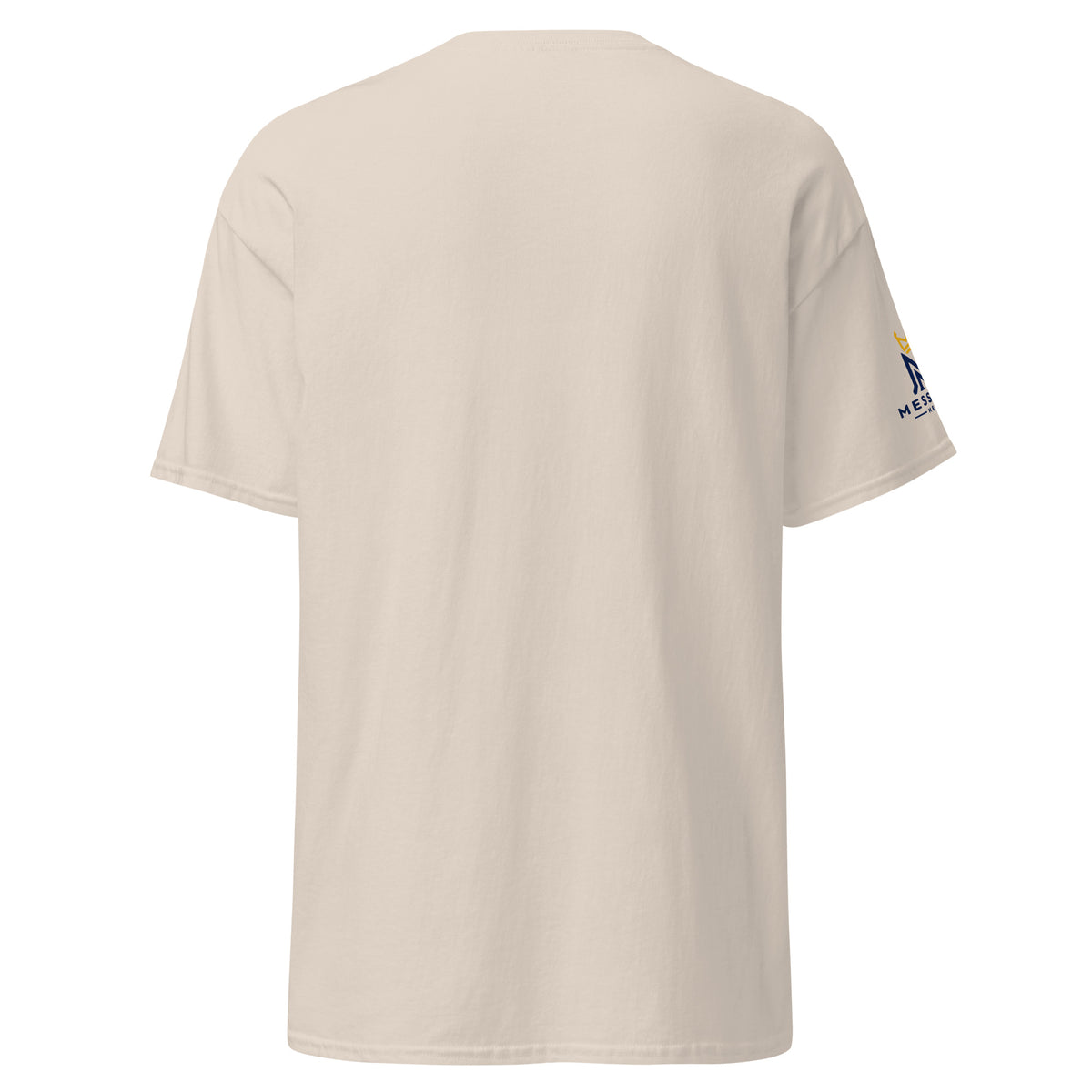 Natural | Back view of the Women's Hineni Hebrew faith T-shirt, inspired by Isaiah 6:8.