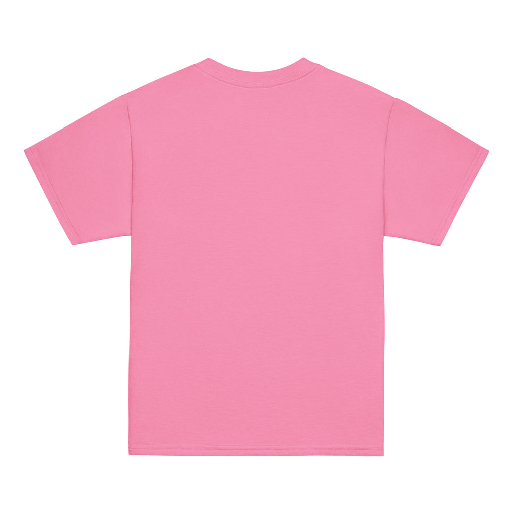 Azalea | Back of King's Daughter girls faith T-shirt featuring a solid background.