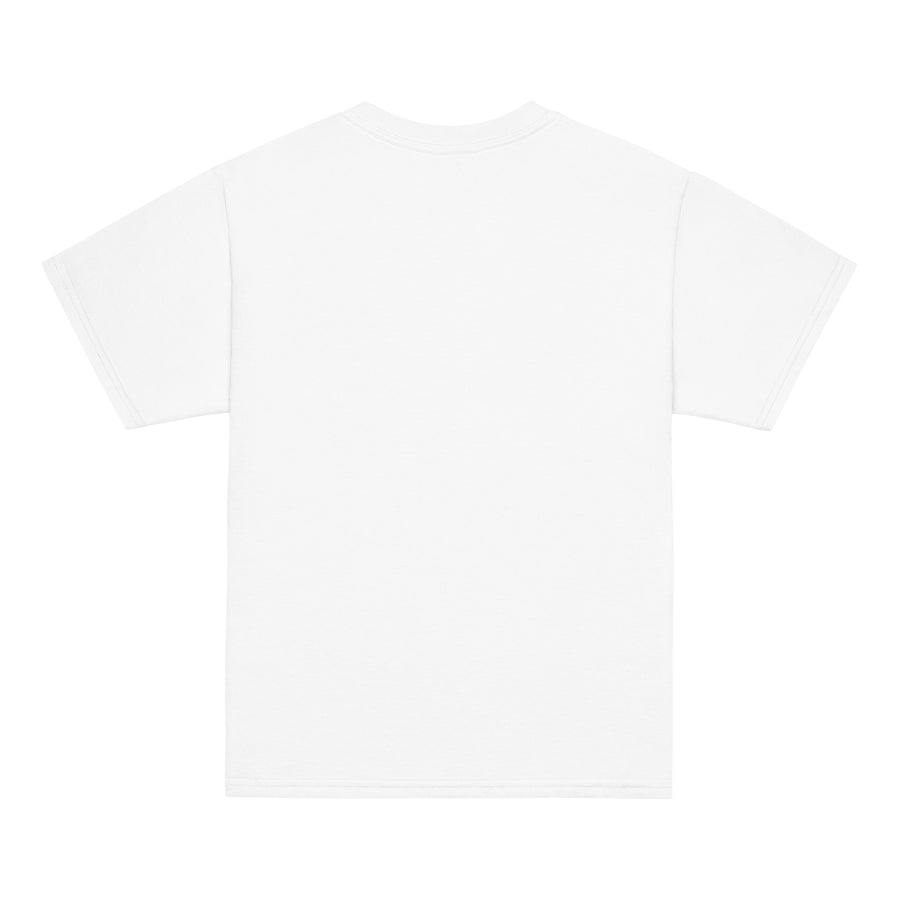 White | Back of Promises youth faith T-shirt featuring a solid background.